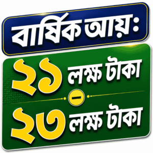 বার্ষিক আয় ২১ – ২৩ লক্ষ টাকা